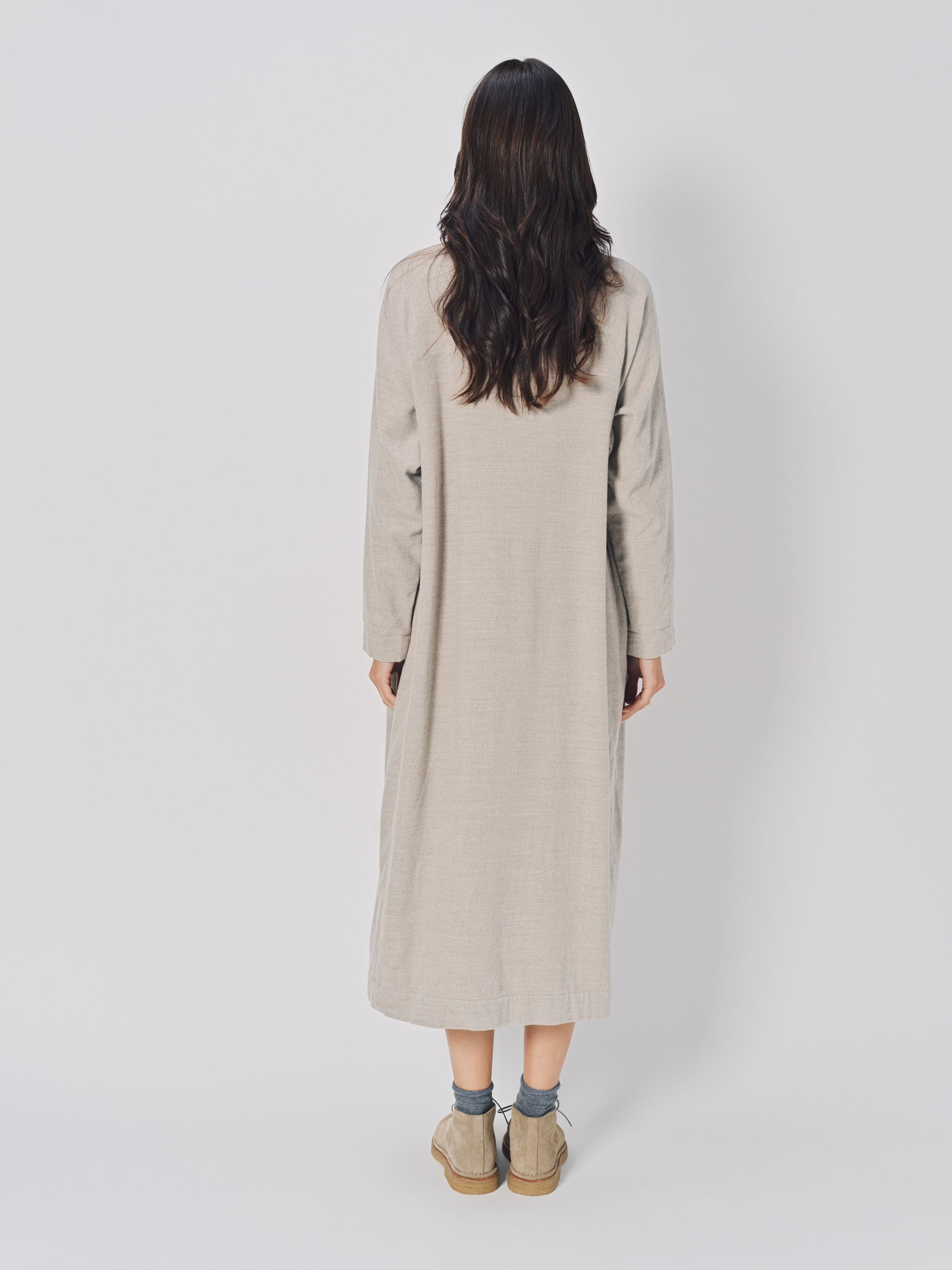 Casey Casey Jogging Ruchee Dress in Wool Ecru / 1