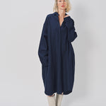 Casey Casey Orsan Dress in Cotton and Linen Indigo / 0