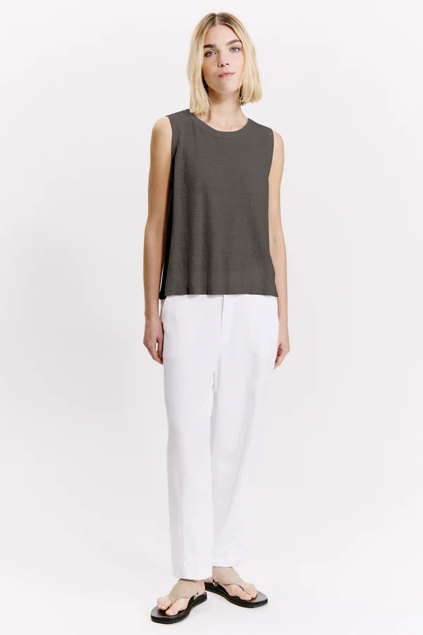 Wide-shouldered comfort fit tank top - Mud