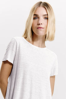 Linen jersey half-sleeve flared t-shirt - White