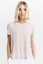 Linen jersey half-sleeve flared t-shirt - Sand