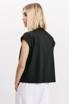 Short oversized shirt in stretch cotton poplin - Black