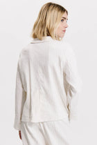 Linen and viscose stretch pinstripe short jacket