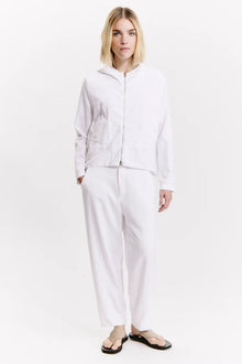 Comfort fit zip and hooded flared sweat shirt in tencel and cotton