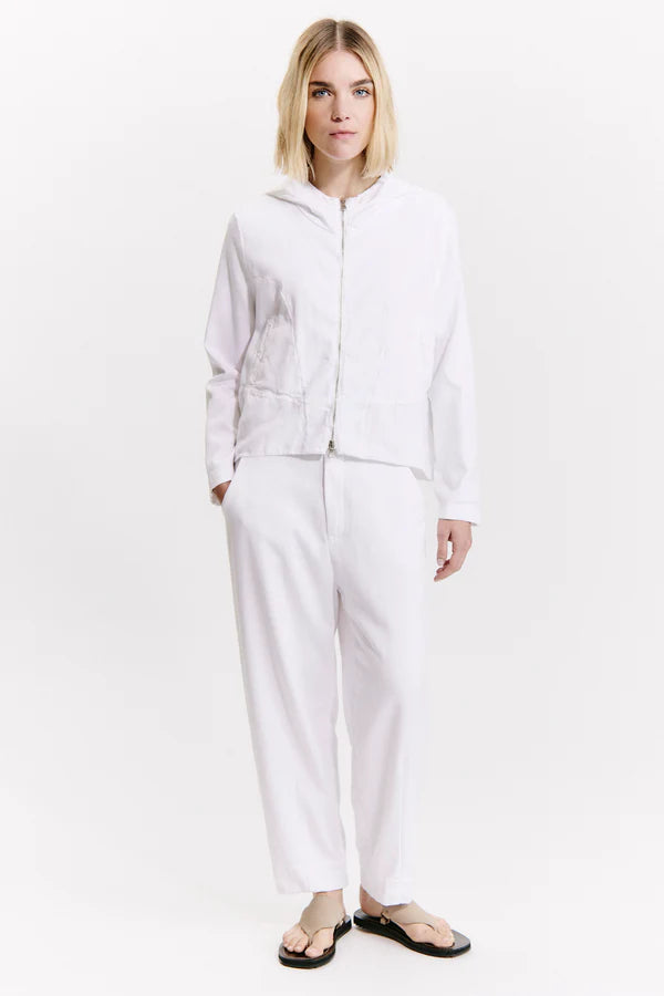 Comfort fit zip and hooded flared sweat shirt in tencel and cotton