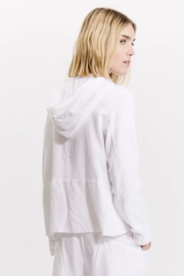 Comfort fit zip and hooded flared sweat shirt in tencel and cotton
