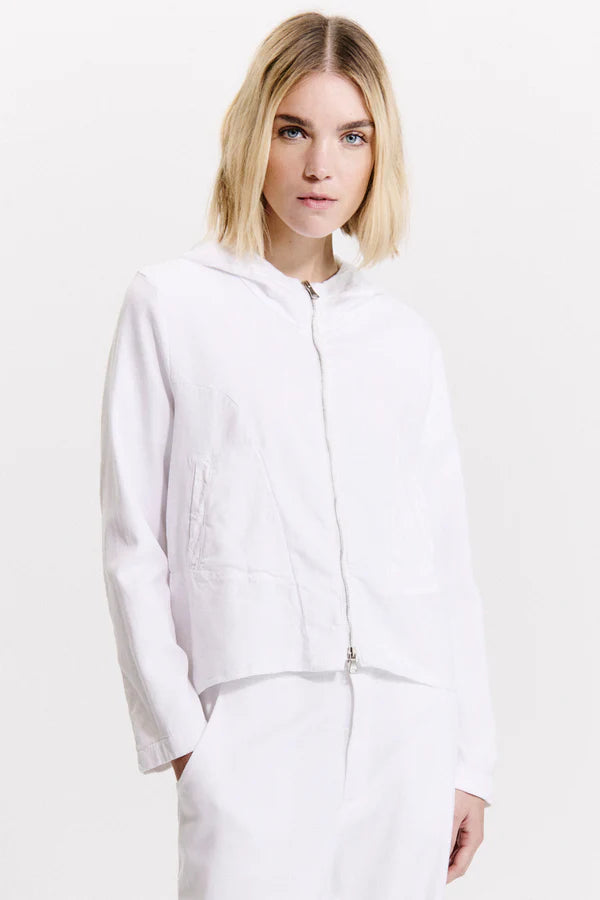 Comfort fit zip and hooded flared sweat shirt in tencel and cotton