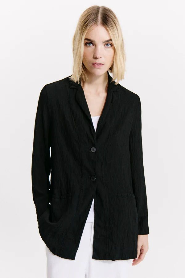 Embossed effect viscose regular fit jacket