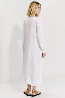 Long flared dress in viscose - White