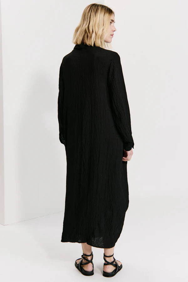 Long flared dress in viscose - Black