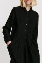Long flared dress in viscose - Black