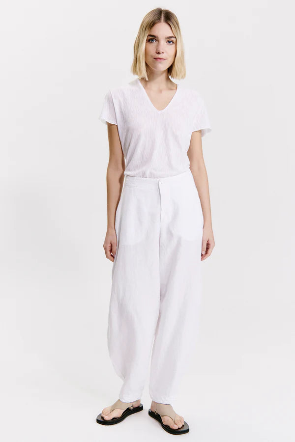 Linen comfort fit trousers with textured pattern linen blend inner belt