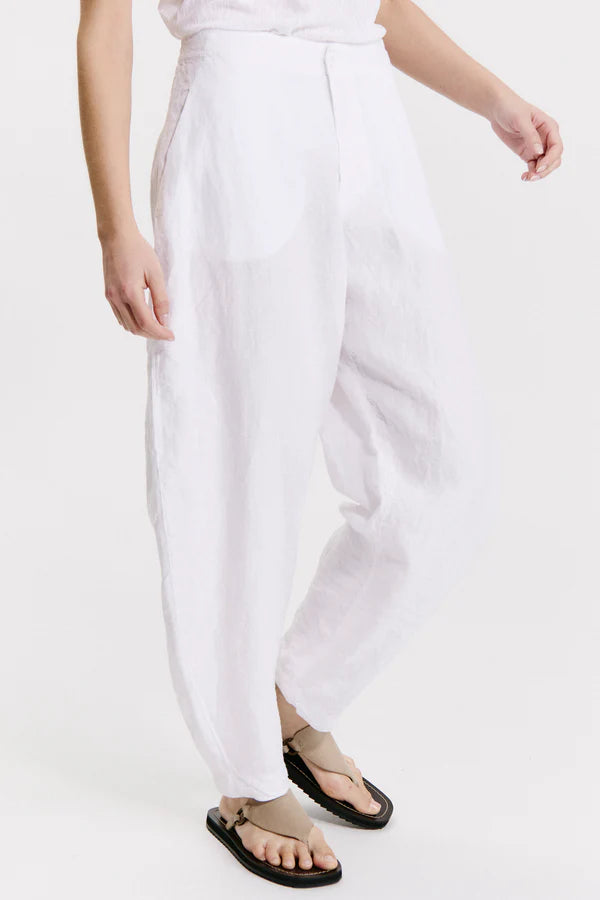 Linen comfort fit trousers with textured pattern linen blend inner belt