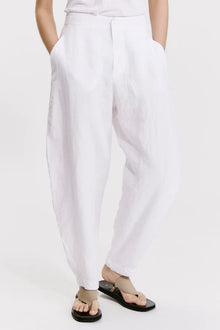Linen comfort fit trousers with textured pattern linen blend inner belt