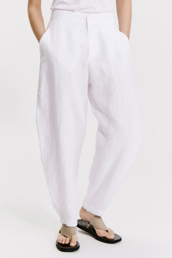 Linen comfort fit trousers with textured pattern linen blend inner belt