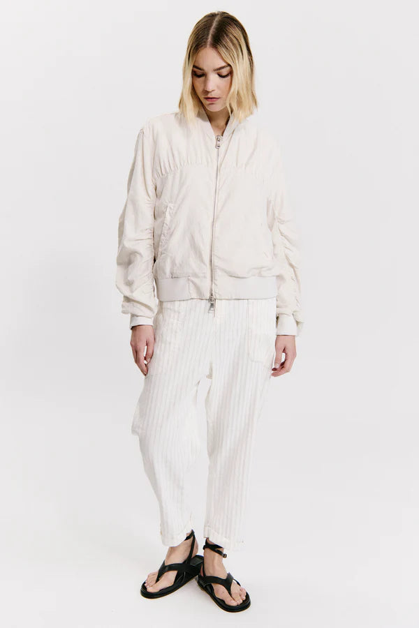 Silk-blend zip-lined short bomber