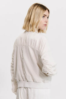 Silk-blend zip-lined short bomber