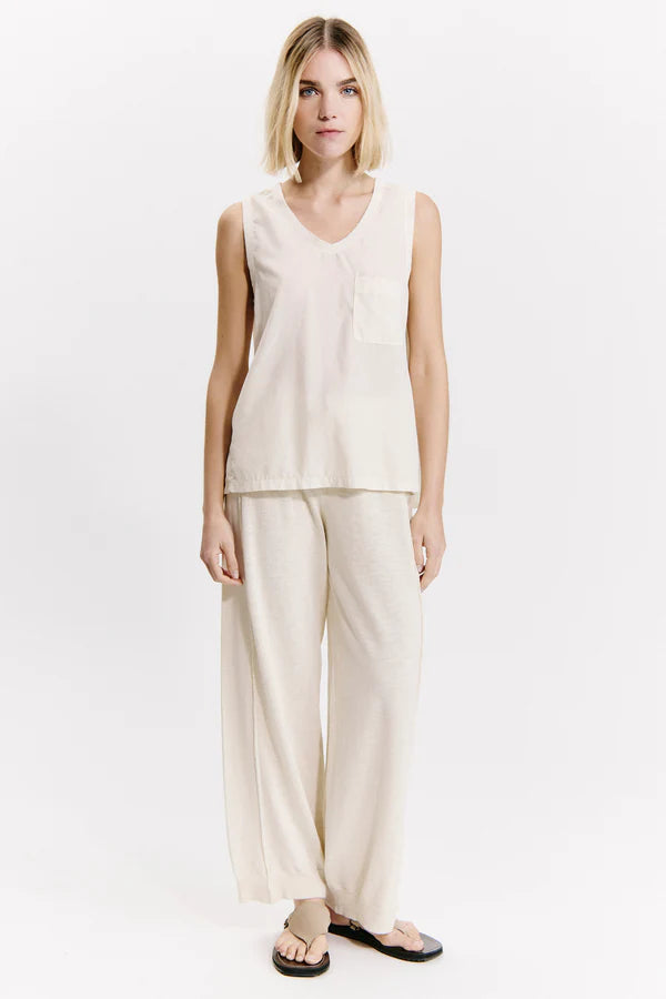 Silk blend comfort fit flared tank top - Sand