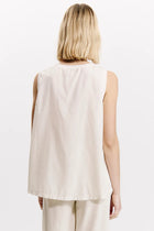 Silk blend comfort fit flared tank top - Sand