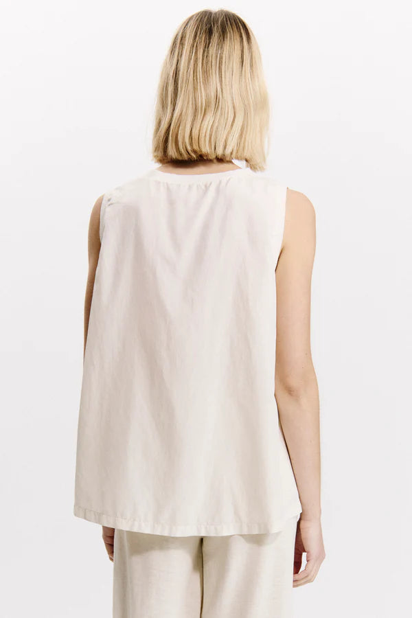Silk blend comfort fit flared tank top - Sand
