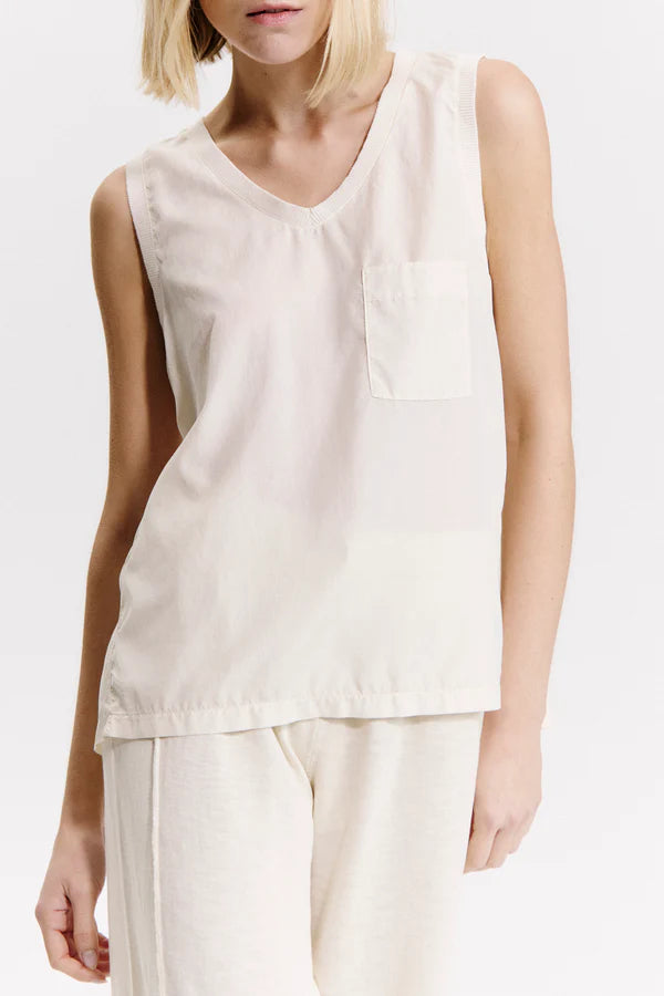 Silk blend comfort fit flared tank top - Sand