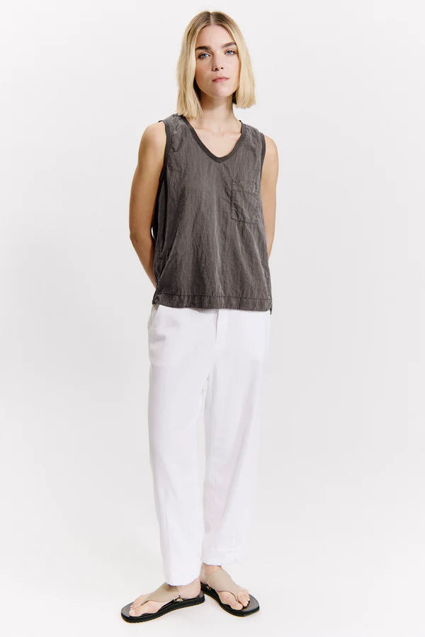 Silk blend comfort fit flared tank top - Mud