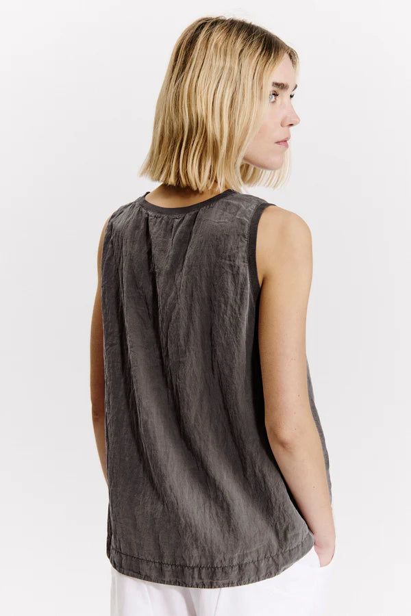 Silk blend comfort fit flared tank top - Mud