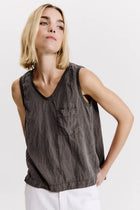 Silk blend comfort fit flared tank top - Mud