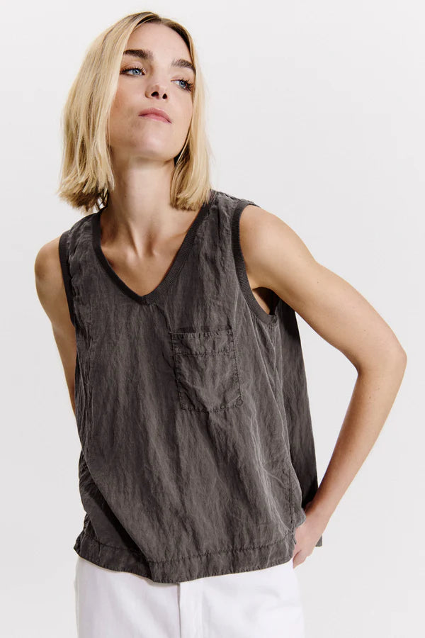 Silk blend comfort fit flared tank top - Mud