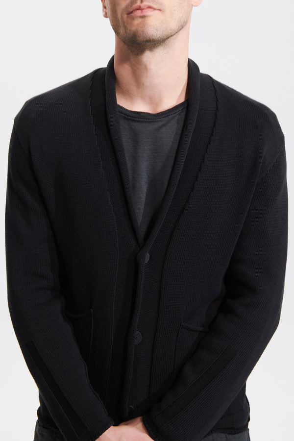 Loose-fit plain cotton cardigan