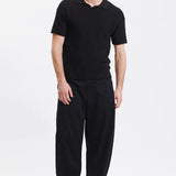 Transit Men's Loose-fit short-sleeved polo shirt in cotton crepe links knit