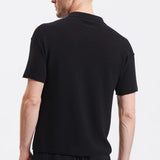 Transit Men's Loose-fit short-sleeved polo shirt in cotton crepe links knit