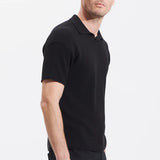 Transit Men's Loose-fit short-sleeved polo shirt in cotton crepe links knit