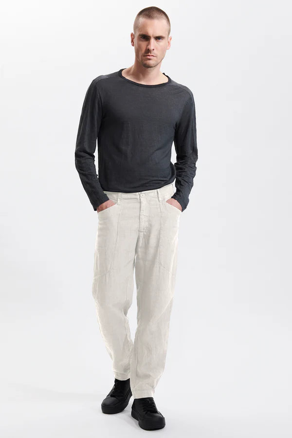 Loose fit linen trousers with front carter pockets