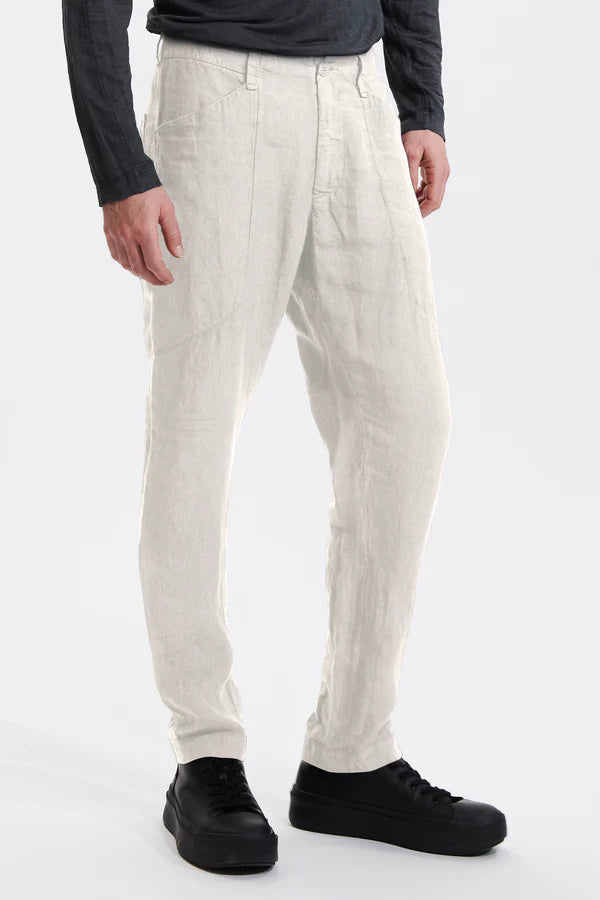 Loose fit linen trousers with front carter pockets