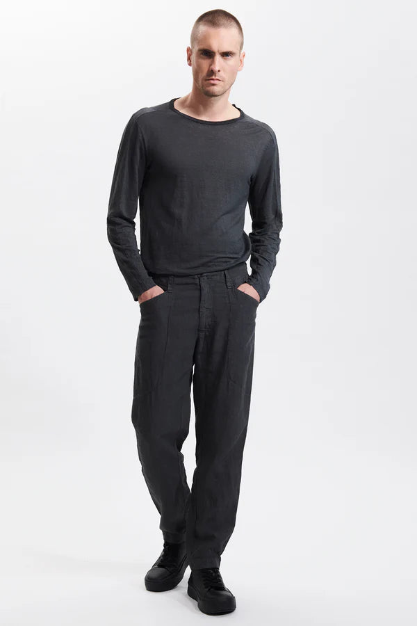 Loose fit linen trousers with front carter pockets