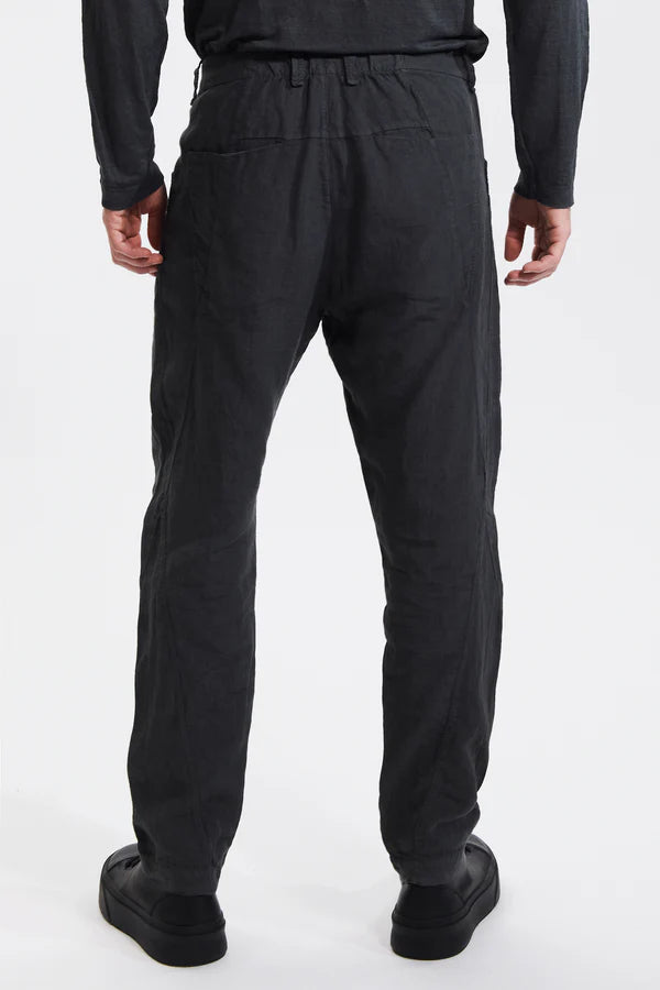 Loose fit linen trousers with front carter pockets