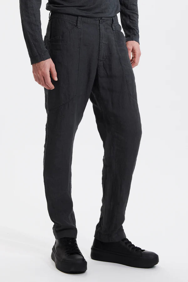 Loose fit linen trousers with front carter pockets