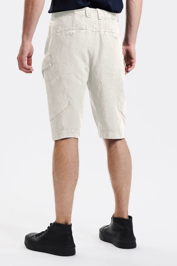 Regular-fit linen cargo bermuda with etamine inserts