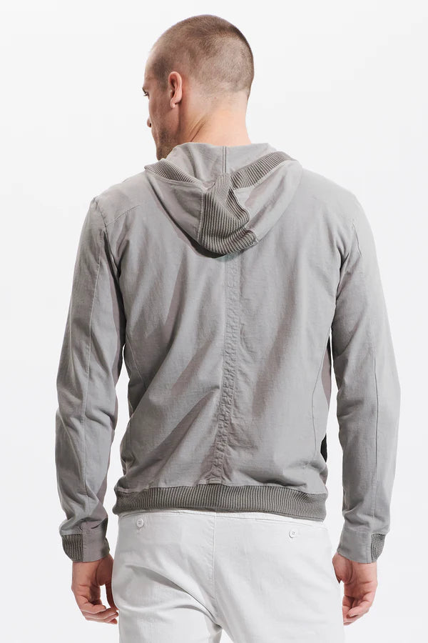 Regular fit sporty jacket in heavy cotton jersey with knitted inserts