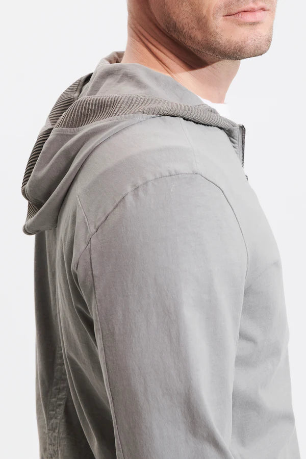 Regular fit sporty jacket in heavy cotton jersey with knitted inserts