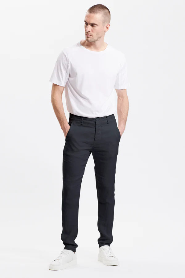 Regular fit chino trousers in linen and tencell