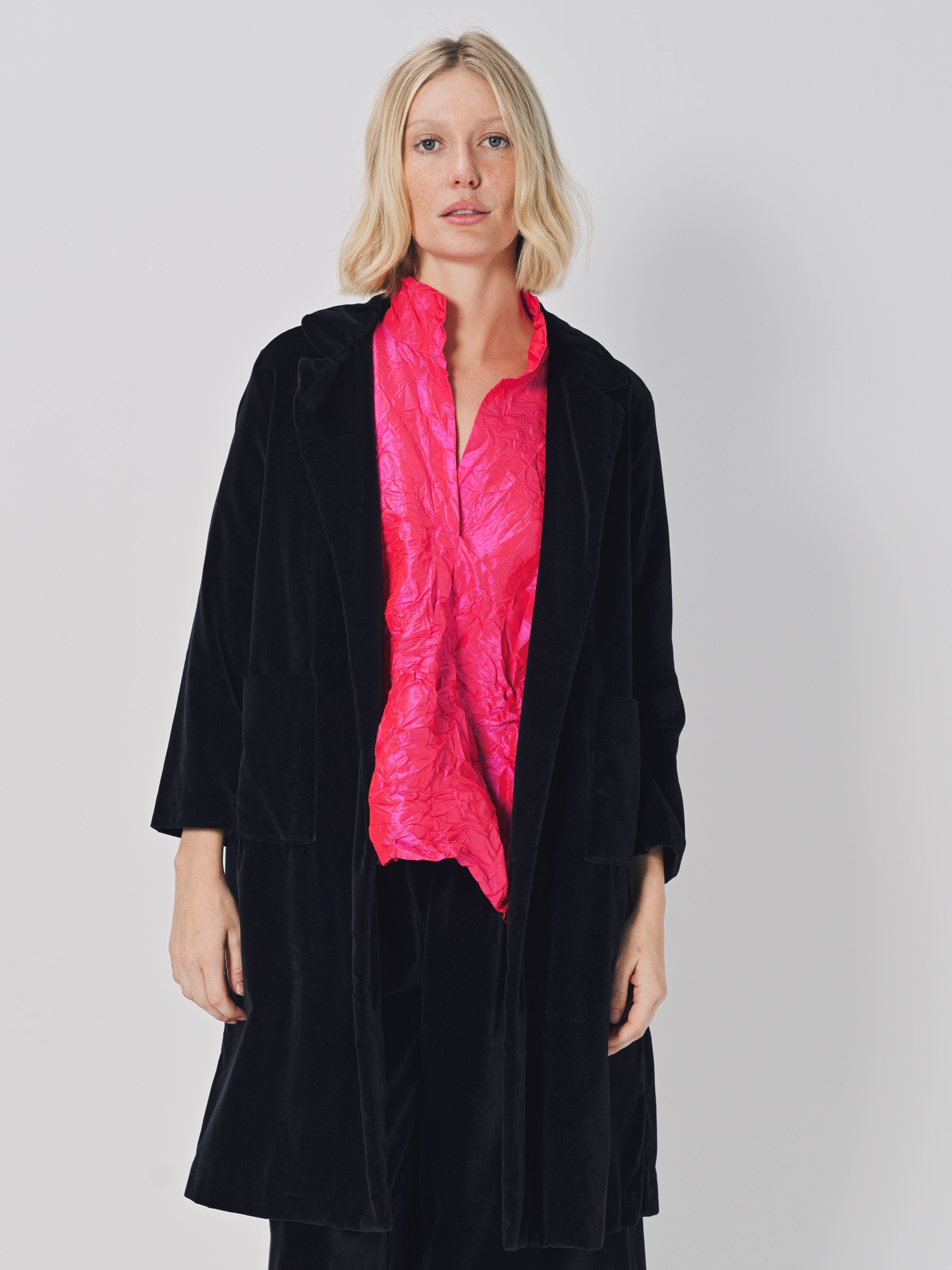Daniela Gregis Punto Bianco Lavato Coat Blu Navy / One size