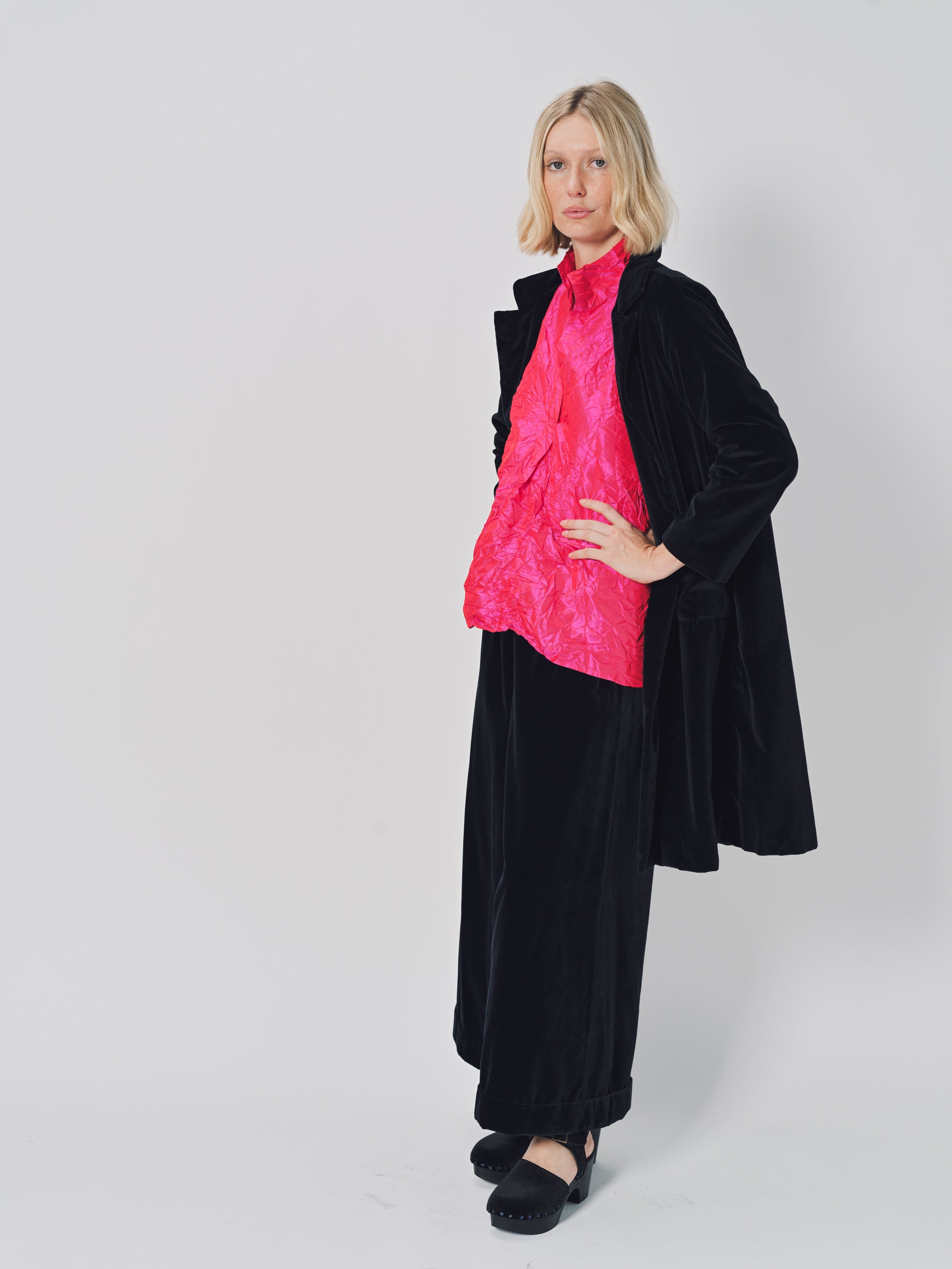 Daniela Gregis Punto Bianco Lavato Coat Blu Navy / One size
