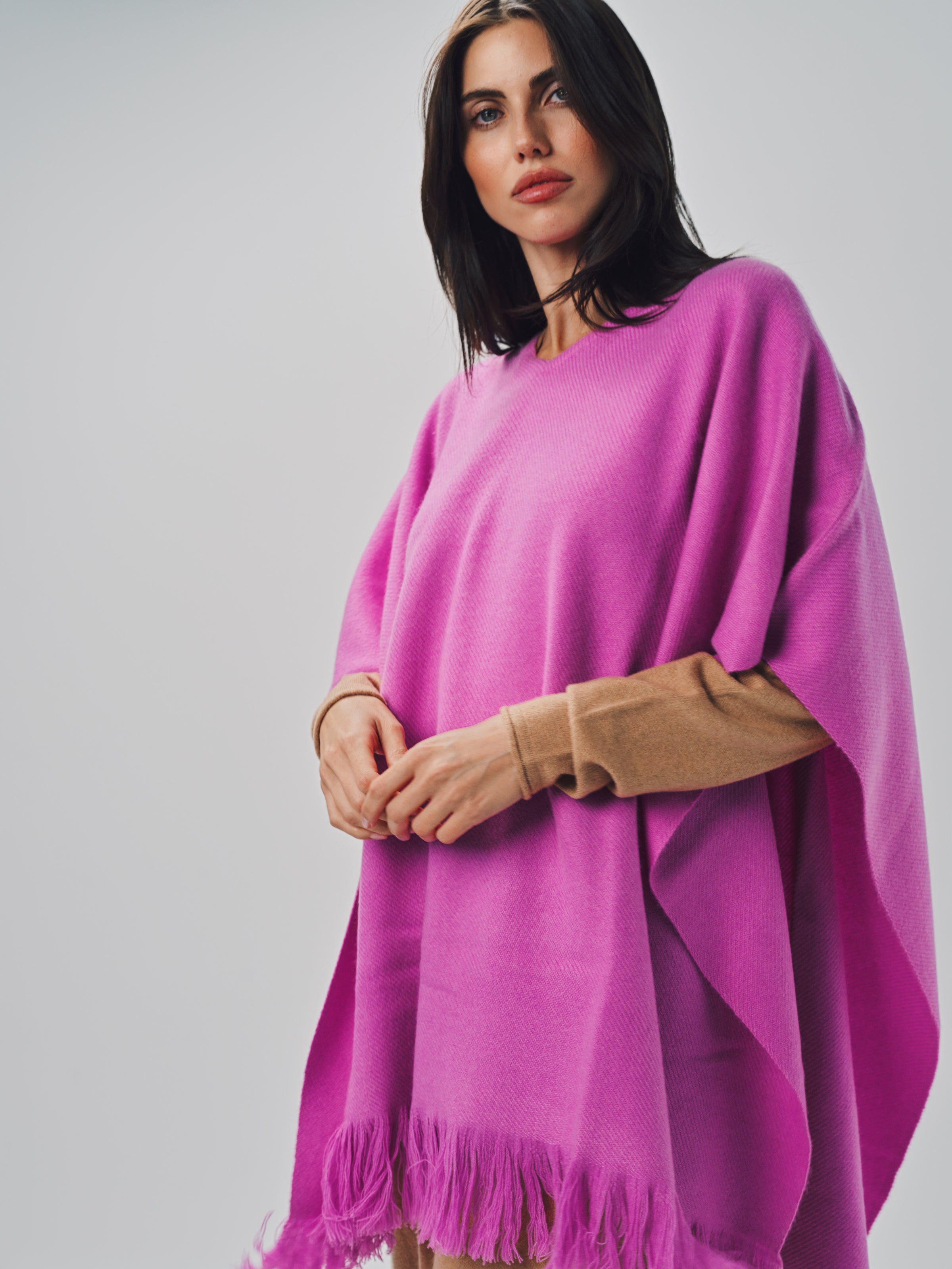 Denis Colomb Classic Poncho Shocking Pink / One size