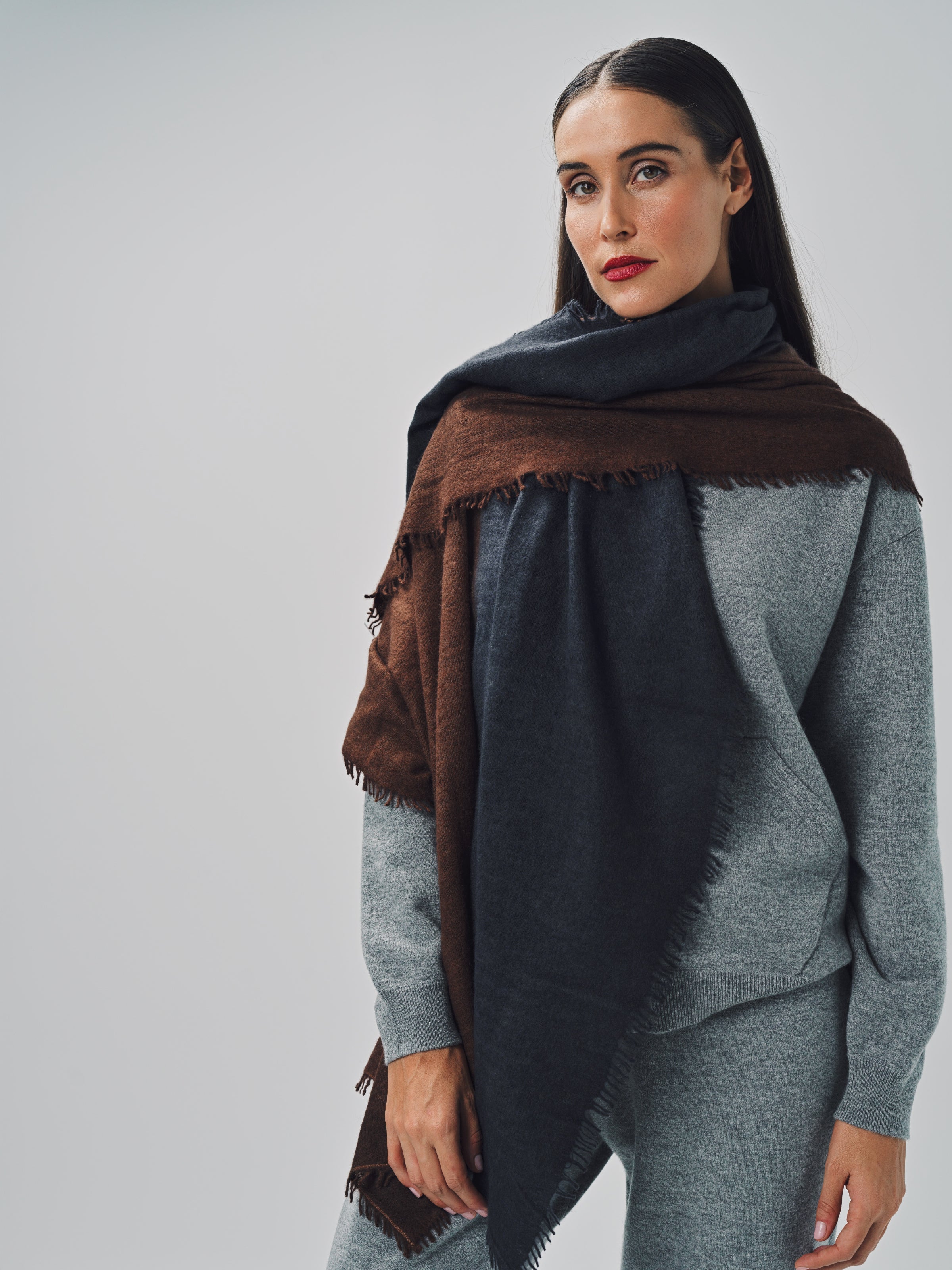 Denis Colomb Fuzzy Feutre Two Tone Scarf Tabac/Afr Nt / One size