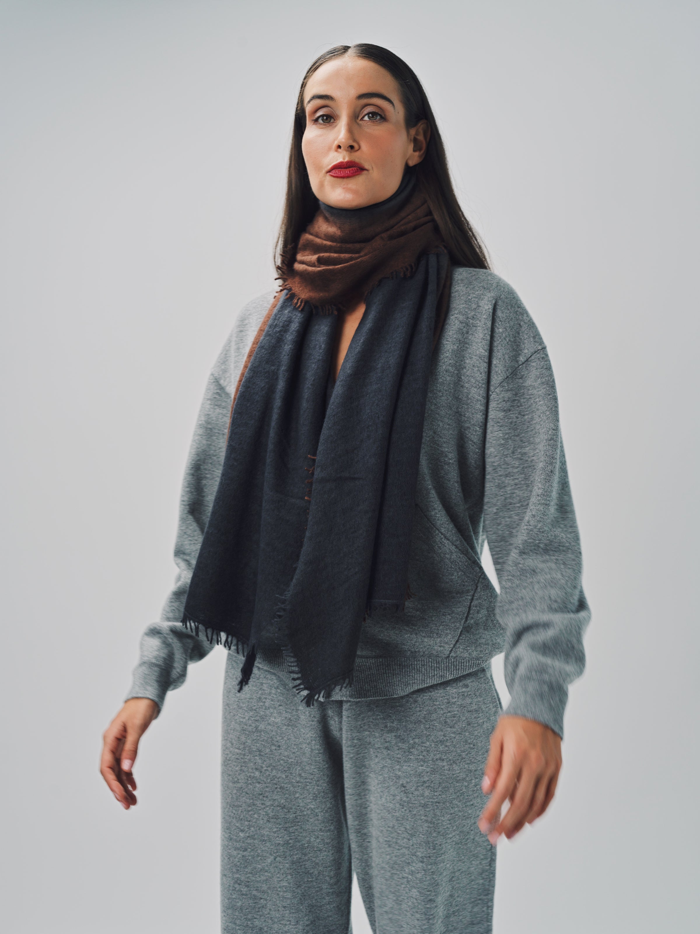 Denis Colomb Fuzzy Feutre Two Tone Scarf Tabac/Afr Nt / One size