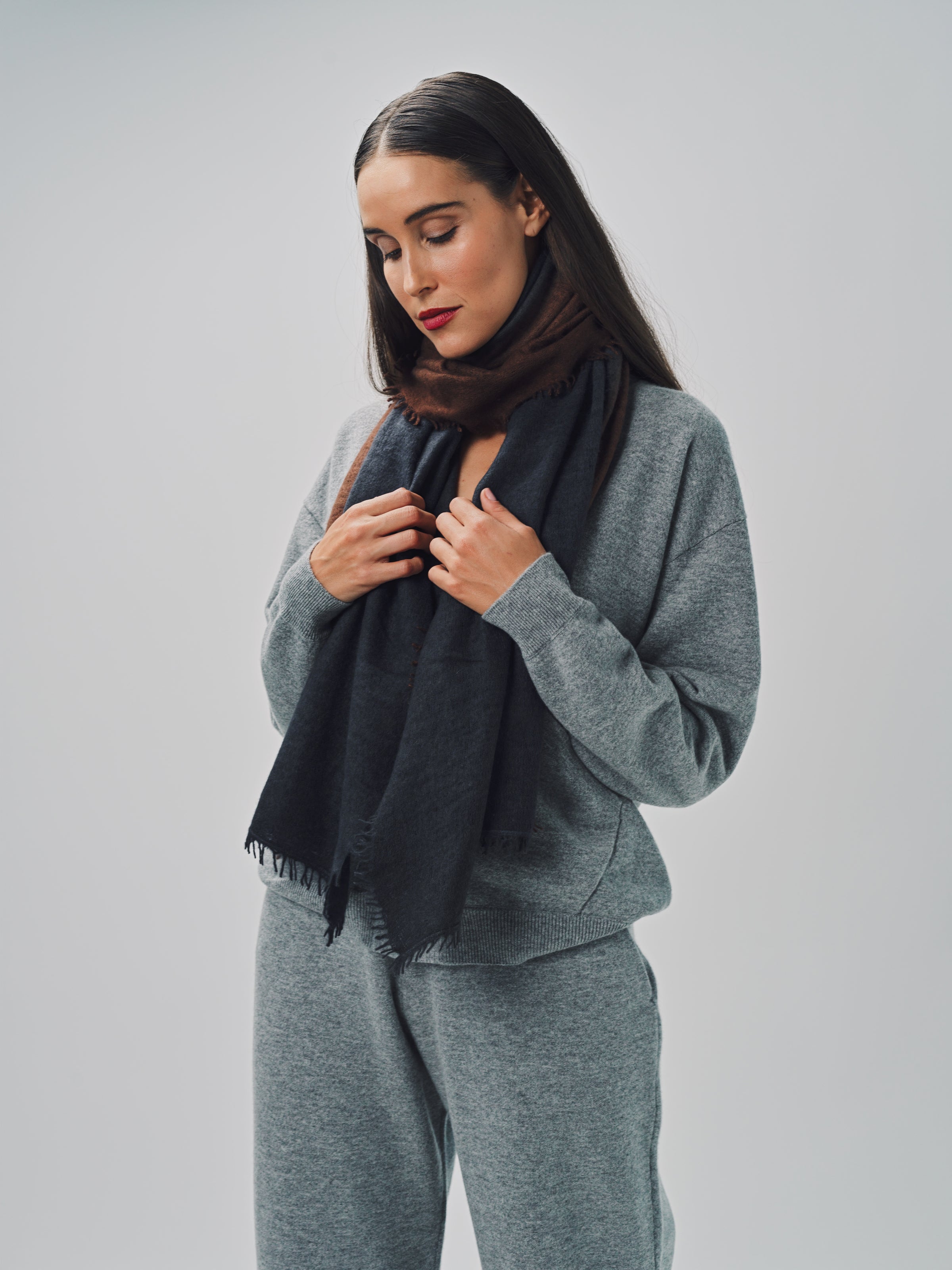 Denis Colomb Fuzzy Feutre Two Tone Scarf Tabac/Afr Nt / One size