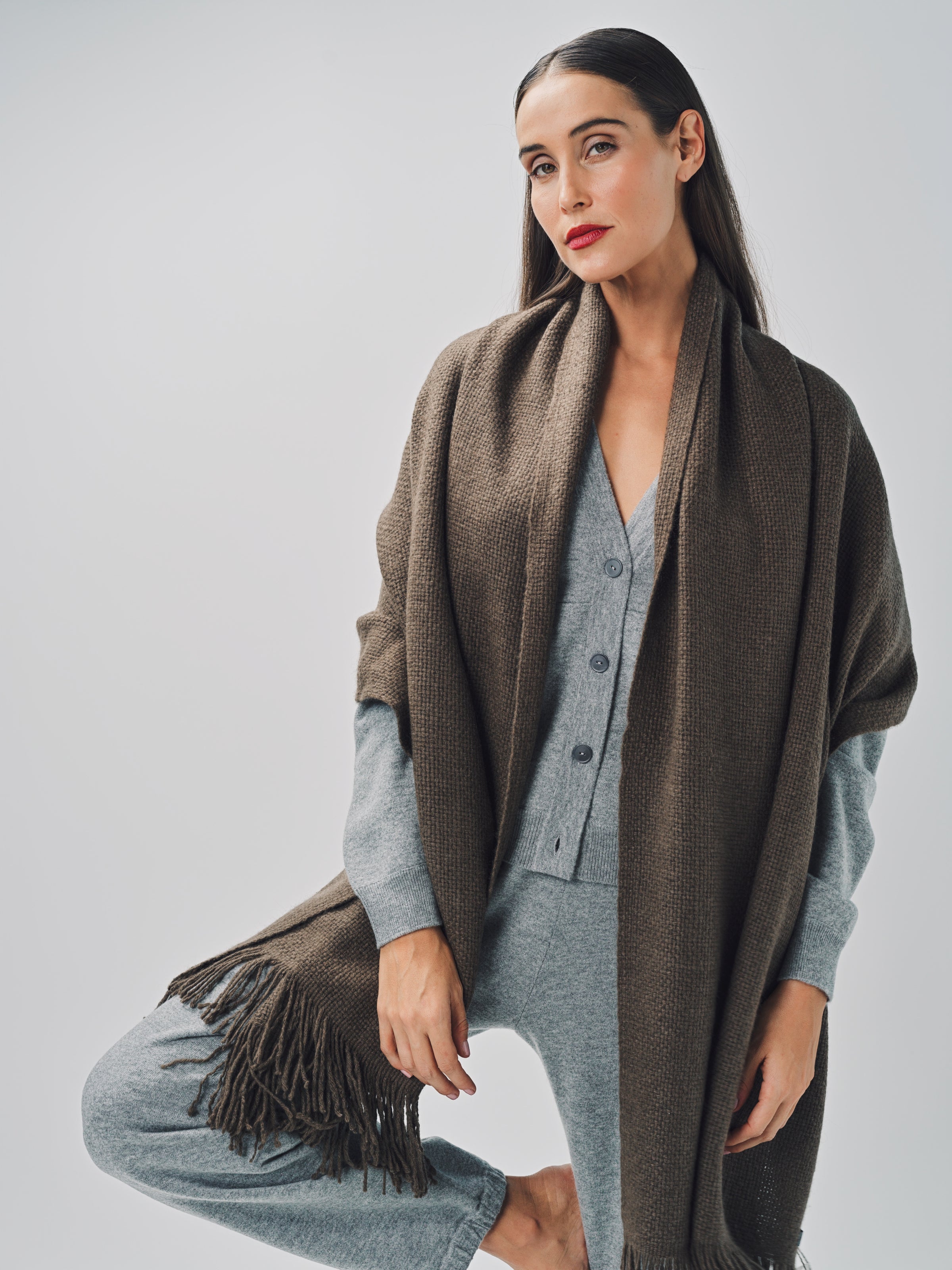 Denis Colomb Mongolian Nubby Stole Cappucino / One size