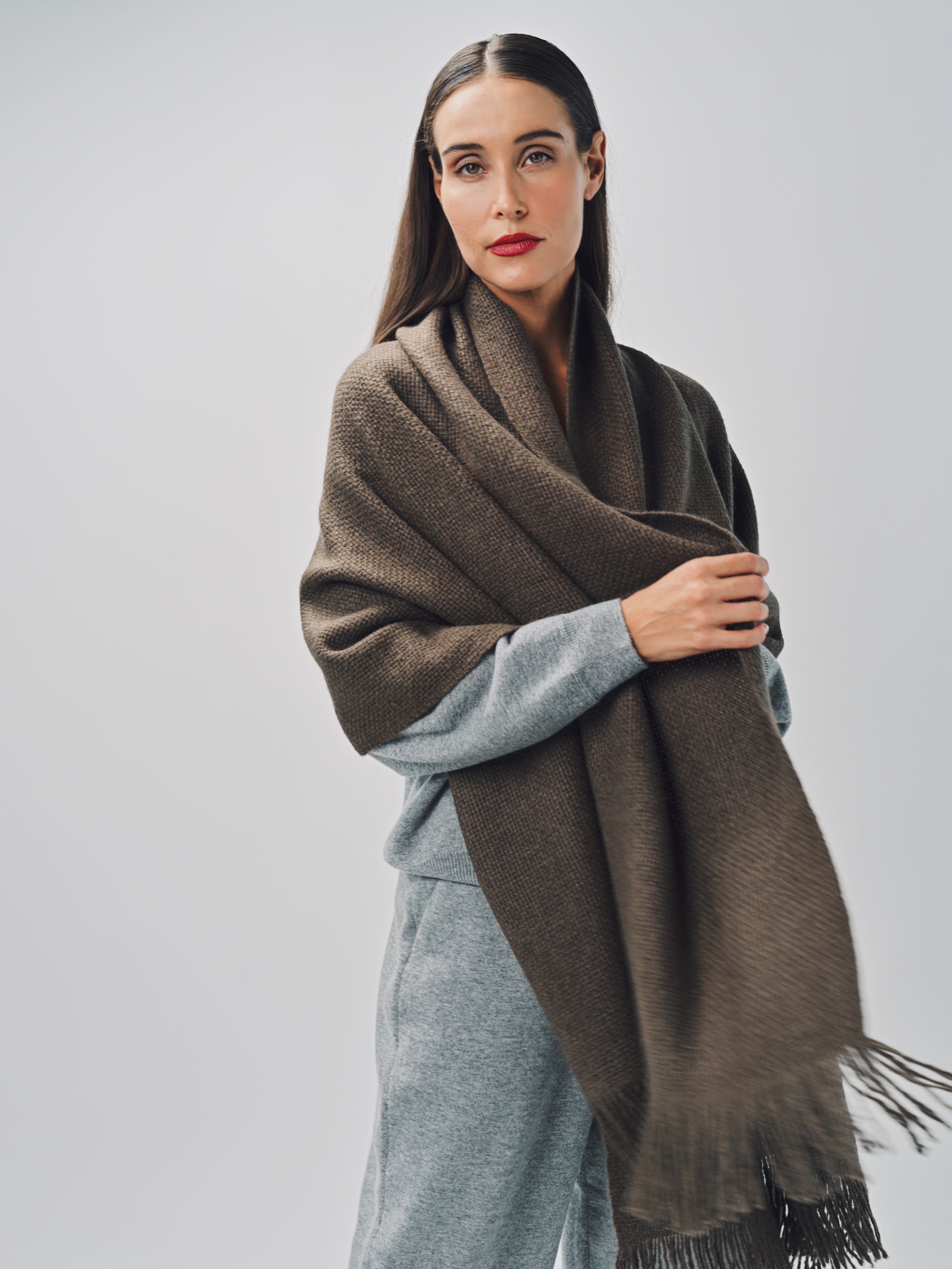 Denis Colomb Mongolian Nubby Stole Cappucino / One size